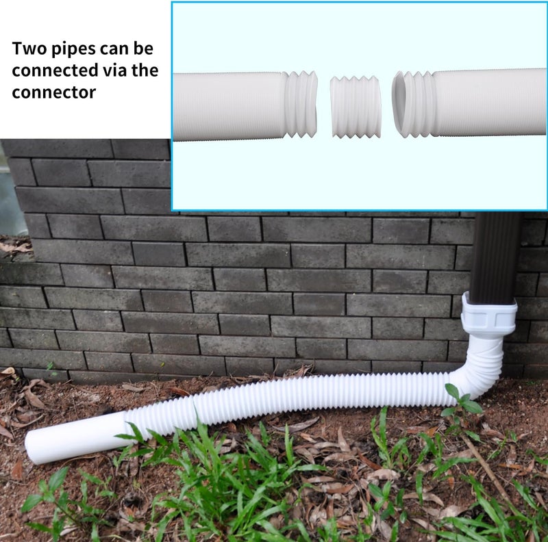 Prestantious 7ft Long Gutter Downspout Extensions, 3.1” OD Gutter Downspout Extender Pipe for 2"×3" Downspout and 3"×4"Downspout, Flexible Pipe Stretched Length 7ft, White,2-Pack - Image 4